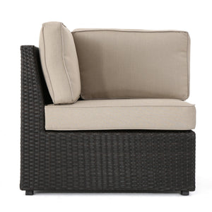 English Elm Christopher Knight Home® - SANTA SANTA CRUZ Corner & Table Set — PE Rattan Patio Sofa with Water-Resistant Cushions, No Assembly Required Dark Brown 52977.00SETIRN