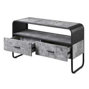 English Elm Concrete Grey And Black 2-Drawer Tv Stand – Modern Design With Ample Storage For Any Room B062P186514