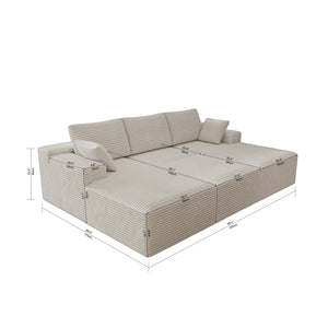 English Elm 98.4*68.9"Modular Sectional Sofa - Plush Corduroy, No Assembly, Versatile Design For Small Spaces! W3819S00031