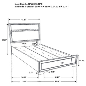 English Elm Annie Glam Twin Storage Bed Set with Crystal Hardware Glitter Panels and Jewelry Drawers B062S01606