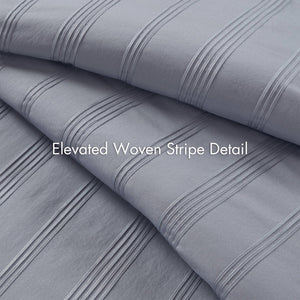 English Elm 7-piece Cal King Woven Stripe Comforter Set Neutral Polyester Bedding for Modern Bedroom B035P463199