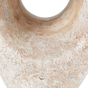 English Elm 14.5'' Sculptural Drum Side Table Magnesium Oxide Hollow Modern Indoor Outdoor Accent N767P290454T