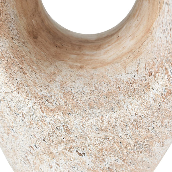 English Elm 14.5'' Sculptural Drum Side Table Magnesium Oxide Hollow Modern Indoor Outdoor Accent N767P290454T
