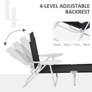 English Elm Outsunny Folding Chaise Lounge Chair - 4-Position Recliner, Lightweight Mesh, Portable For Beach & Patio W2225P200842-GIGA