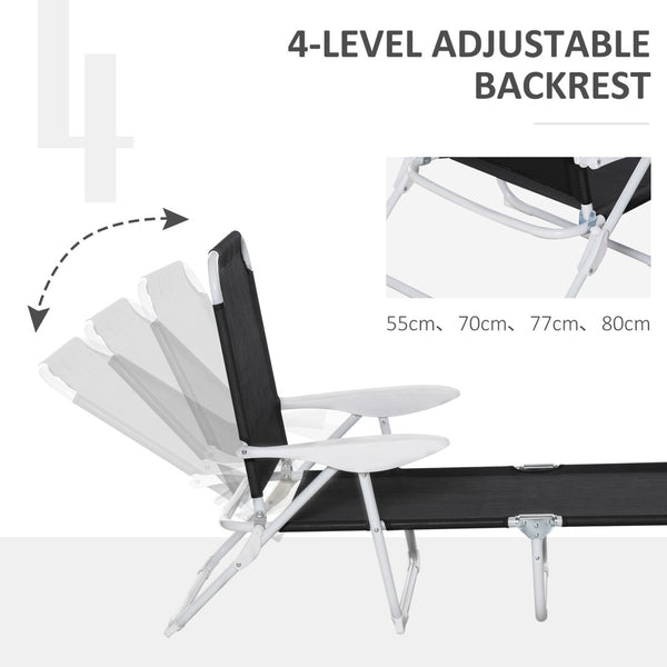 English Elm Outsunny Folding Chaise Lounge Chair - 4-Position Recliner, Lightweight Mesh, Portable For Beach & Patio W2225P200842-GIGA