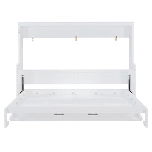 English Elm Queen Size Murphy Bed With Hydraulic Lift & Integrated Desk For Space-Saving Living Solutions N820S10033K-GIGA