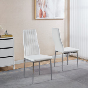 English Elm Chair Chair Set Of 4 With Chrome Legs And White Seats – Modern, Durable Design For Stylish Dining Spaces W234P302682