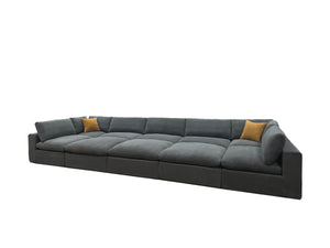 English Elm Coffee Bean Textured Modular Sectional Sofa with Toss Pillows for Modern Living Rooms Light Gray B2748S00076