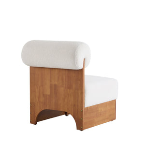 English Elm Christopher Knight Home® - Modern Boucle Lounge Chair with Rolled Backrest and Solid Wood Frame for Cozy, Durable Comfort and Style Beige+Natural N767P256409B