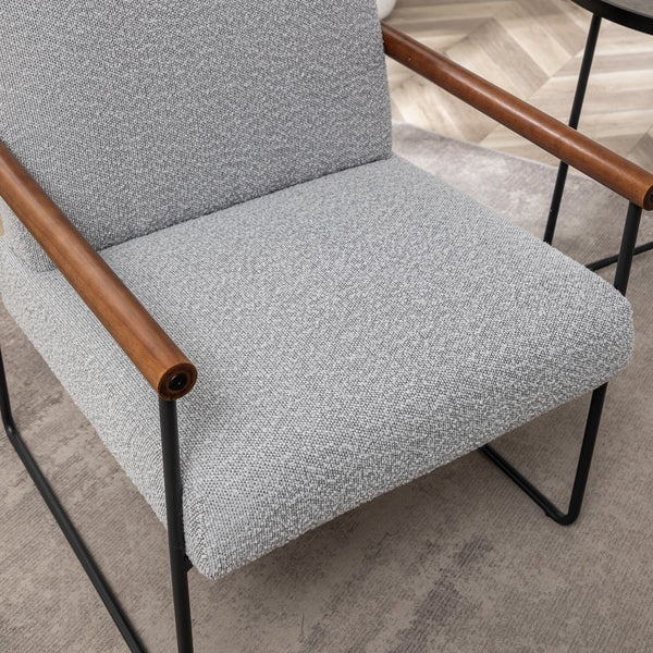 English Elm Modern Boucle Accent Armchair - Stylish Gray Upholstered Lounge Chair For Cozy Living Spaces T3903P372605