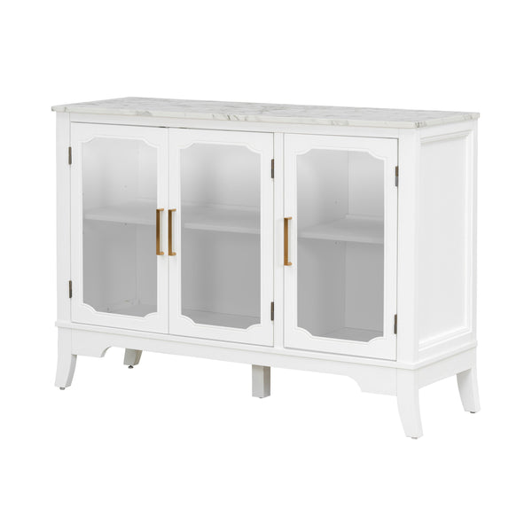 English Elm Christopher Knight Home® - Storage Cabinet - Stylish 3-Door White Design For Entryway, Living Room, Or Dining Area Storage Solutions N780P330602K