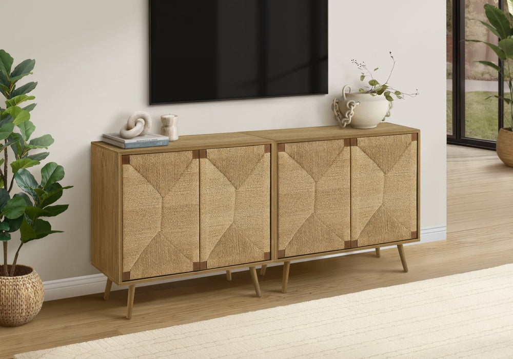 English Elm Accent Cabinet Dark Walnut Laminate Checkerboard Two Door Mid Century Sideboard B2710P461651