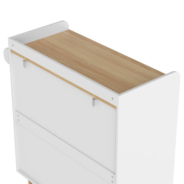 English Elm Modern Fluted Bar Cabinet with Wine Rack Glass Holders Adjustable Shelving and Hidden Drawer White N728P438606W