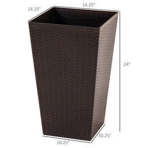 English Elm Outsunny Set Of 3 Stylish Tall Planters With Drainage Holes For Indoor & Outdoor Use – Brown Color! W2225P174481-GIGA