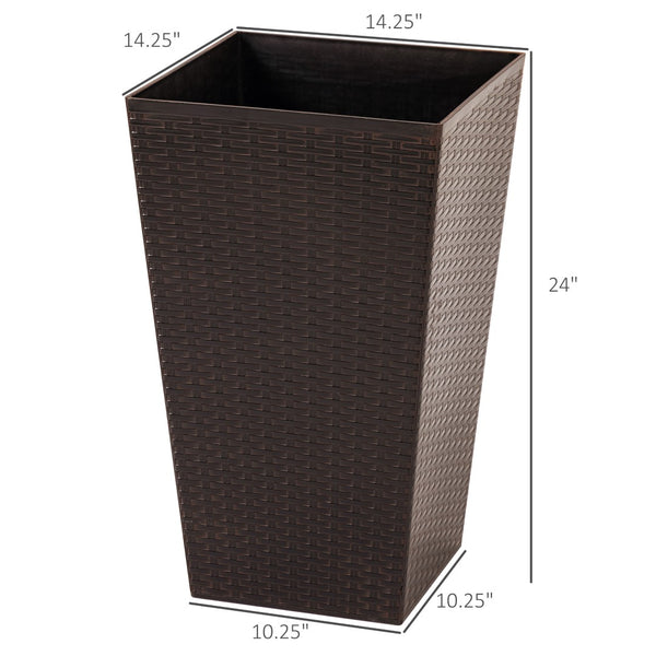 English Elm Outsunny Set Of 3 Stylish Tall Planters With Drainage Holes For Indoor & Outdoor Use – Brown Color! W2225P174481-GIGA
