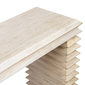 English Elm Veda Reclaimed Pine Whitewashed Geometric Console Table Sculptural Entryway Accent B2719P485495