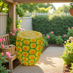 English Elm 14" Pineapple Resin Stool Sculpted Tropical Accent for Patio Balcony or Living Room W5709P460798
