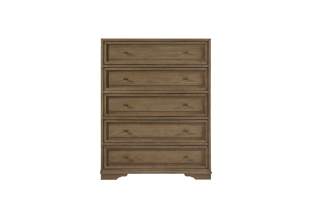 English Elm 5 Drawer Hickory Veneer Chest with Cedar Lined Base and Felt Top for Bedroom B2699P439938