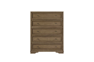 English Elm 5 Drawer Hickory Veneer Chest with Cedar Lined Base and Felt Top for Bedroom B2699P439938