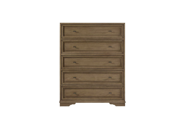 English Elm 5 Drawer Hickory Veneer Chest with Cedar Lined Base and Felt Top for Bedroom B2699P439938