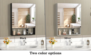 English Elm 24'' Aluminum Medicine Cabinet Wall Mount Bathroom Mirror with Adjustable Interior Shelves W708P379205