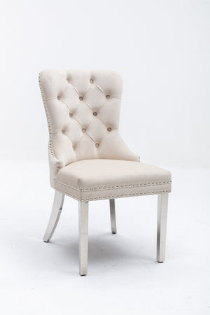 English Elm Hengming Tufted Wingback Velvet Dining Chairs Nailhead Trim Formal Set of 2 W212P465070