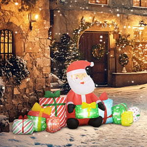 English Elm Outsunny 4.4' Inflatable Santa Claus With Colorful Gift Boxes & Led Lights For Festive Outdoor Display W2225P249956-GIGA