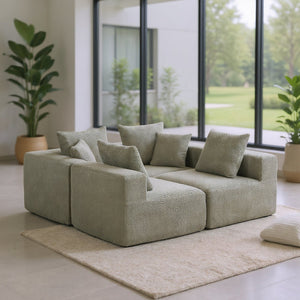 English Elm Modular Low Profile Sectional Sofa Plush Chenille Upholstery for Cozy Living Rooms W3326S00033