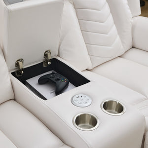 English Elm Ms Two Piece Manual Reclining Sofa Set Faux Leather Led Ambient Living Room White W1805S00178