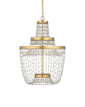 Currey & Company Mademoiselle Medium Chandelier - Elegant Glass Bead Design In Gold Leaf Finish For Stunning Ambiance Brass Glass Beads ,Wrought Iron 9000-1305-currey-company