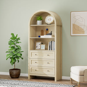 English Elm Arched Modern Farmhouse Pantry Cabinet - Versatile Wood Storage With Adjustable Shelves & Drawers W688P278921