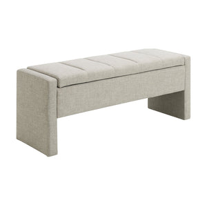 English Elm Modern Upholstered Bed End Bench with Hidden Storage, Linen Seat, Foam Comfort, Multiuse Accent Piece LIGHT GREY W2671P222550