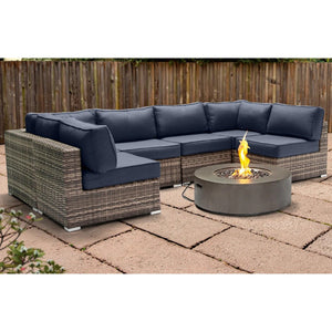 English Elm Outdoor 7-Piece Sectional With Fire Pit: Fully Assembled, Weather-Resistant Comfort For Your Patio! B120S00139-GIGA