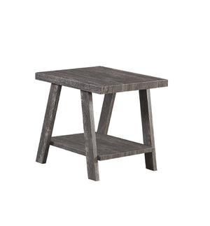 English Elm 3PC Rustic Modern Coffee Table Set with Built-In Shelf, Dark Wood Grain Finish for Living Room Gray 49.5 L x 26.5 W x 7.2 H B011P405676