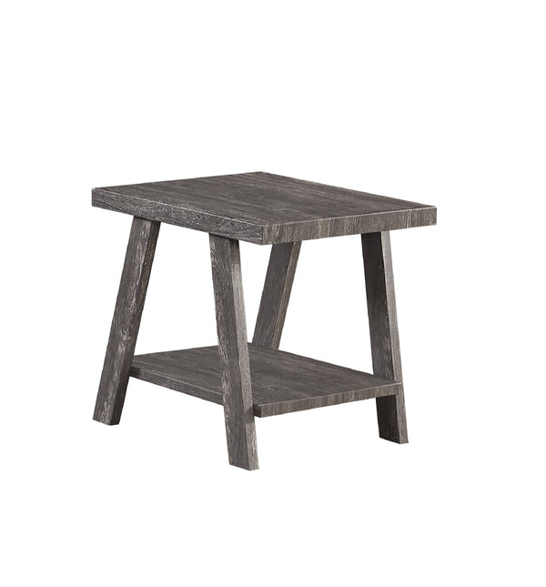 English Elm 3PC Rustic Modern Coffee Table Set with Built-In Shelf, Dark Wood Grain Finish for Living Room Gray 49.5 L x 26.5 W x 7.2 H B011P405676