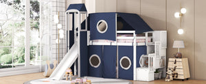English Elm Twin Castle Loft Bed with Play Tower Pinewood Frame for Kids Bedroom Storybook LT000568AAC-1