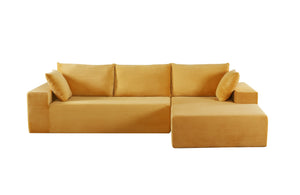 English Elm Cozyform Convertible Sectional Sofa - Soft Ginger Corduroy, Comfy Foam Couch For Living Spaces B2735P359714