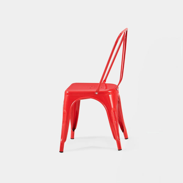 English Elm Set Of 4 High Gloss Red Metal Dining Chairs - Stackable, Lightweight, Easy-Clean, Modern Design! B347P383078-GIGA