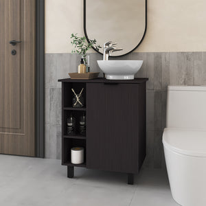 English Elm Stites Modern Black Vanity Sink with Integrated Basin, Engineered Wood Storage Cabinet, No Faucet Included B092P329253