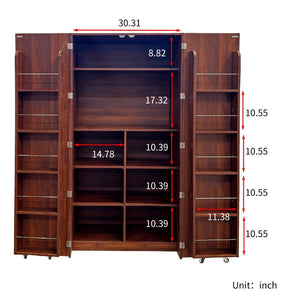 English Elm Kitchen Farmhouse Pantry Cabinet Tall Freestanding Three Door Pull Out Organizer W331S00211