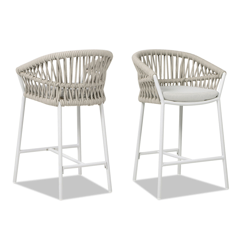 English Elm Jennifer Taylor Home - Maiden 27" Set Of 2 Stylish Patio Counter Stools, Beige Axroma Olefin - Durable & Chic Design B2719P245994