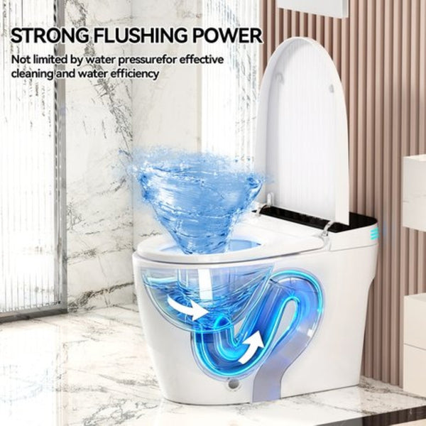 English Elm Smart Toilet with Auto Open Seat Heated Bidet Warm Dryer and Night Light W3133P384796