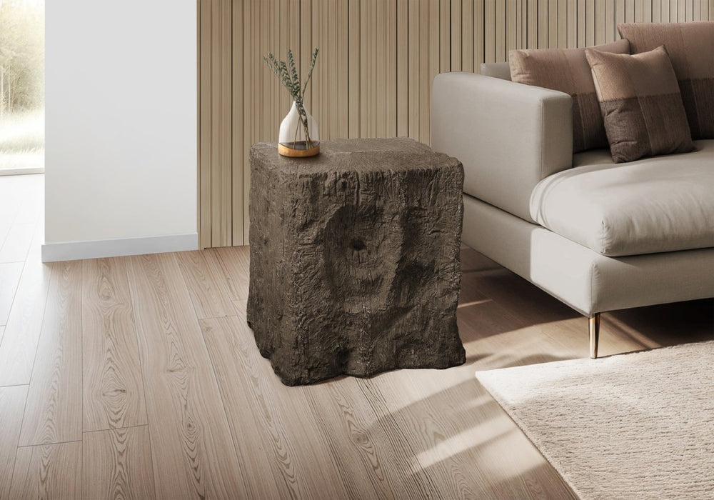 English Elm Accent Square Side Table Walnut Finish Magnesium Oxide Indoor Outdoor Modern B2710P461672
