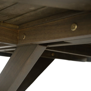 English Elm Christopher Knight Home® - Stanford Round Acacia Outdoor Dining Table for 4 with Gray X-Base, Slatted Top, Durable Hardwood Finish N768P238585G