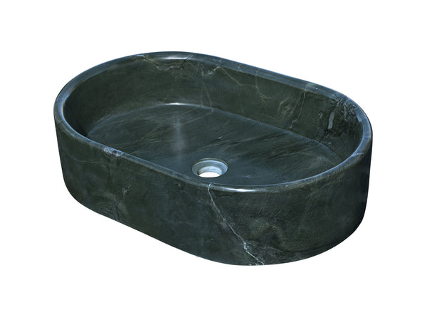 English Elm Green Natural Marble Vessel Sink - Polished Elegance For A Luxurious Bathroom Oasis, 23.6X15.7 Inches W1696P333275