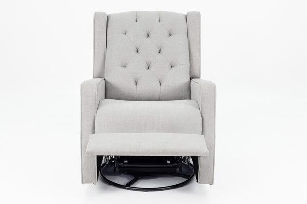 English Elm Swivel Manual Motion Glider Recliner with Diamond Tufted Back, Square Arms & 360° Comfort Rotation Light Gray 31 L x 30 W x 26 H B089P240470