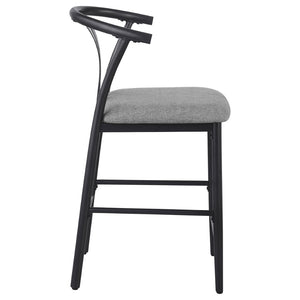 English Elm Tazman Wishbone Inspired Counter Stools Set of Two Grey Fabric Mid-century Dining B062P441114
