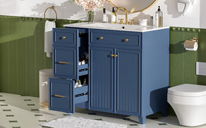 English Elm 36" Modern Bathroom Vanity with Ceramic Sink, Soft-Close Doors, Double-Layer Drawer & Storage Elegance Blue N729P289163C