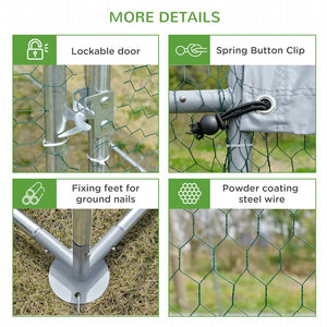 English Elm 9.2'w Galvanized Steel Walk-in Poultry Pen with Uv Oxford Roof for Backyard Farms T3971S00049