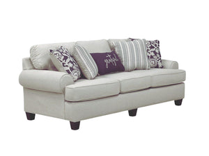 Fusion Awesome Oatmeal Transitional Sofa With Reversible Cushions & Stylish Plaid Pillows For Comfort Khaki Ws,100% Polypropylene 39-00kp Awesome Oatmeal Sofa